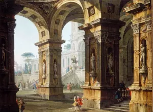 Capriccio with Elegant Figures painting by Antonio Joli