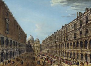 Procession in the Courtyard of the Ducal Palace,Venice Oil painting by Antonio Joli