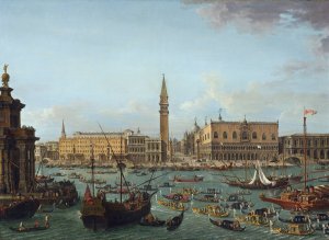 Procession of Gondolas in the Bacino di San Marco,Venice by Antonio Joli Oil Painting