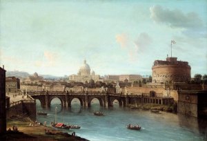 Rome: View of the Tiber Oil painting by Antonio Joli