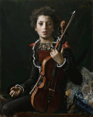 Acrobat With Violin by Antonio Mancini Oil Painting