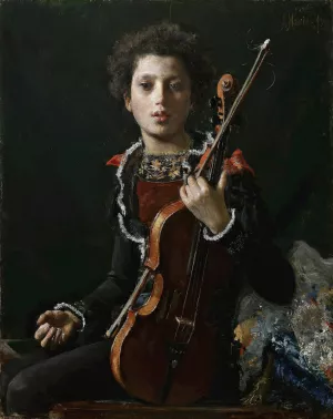 Acrobat With Violin by Antonio Mancini Oil Painting