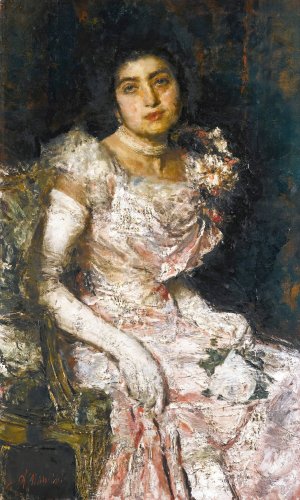 Before the ball by Antonio Mancini Oil Painting
