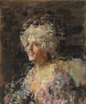 Donna in Costume del Settecento by Antonio Mancini Oil Painting