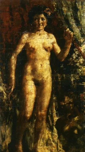 Female Nude by Antonio Mancini - Oil Painting Reproduction