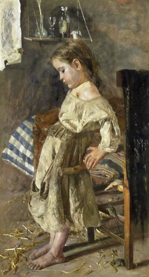 Het arme kind by Antonio Mancini Oil Painting
