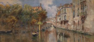 Blick auf einen Kanal in Venedig by Antonio Maria De Reyna Manescau Oil Painting