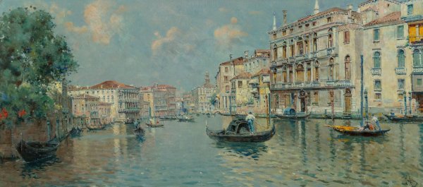 Grand Canal, Venice by Antonio Maria De Reyna Manescau - Hand-Painted Oil Painting Reproduction