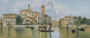San Geremia and the Palazzo Labia from the grand canal by Antonio Maria De Reyna Manescau Oil Painting