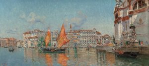The Grand Canal, from Santa Maria della Salute, Venice by Antonio Maria De Reyna Manescau Oil Painting