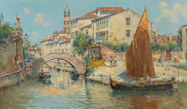 Venice by Antonio Maria De Reyna Manescau - Hand-Painted Oil Painting Reproduction