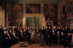 Meeting of Poets in the Artist's Studio Oil painting by Antonio Maria Esquivel