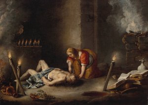 Medea using her Magic, a scene from Ovid's Metamorphoses by Antonio Maria Vassallo Oil Painting