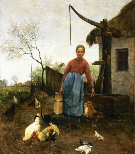 La Contadinella by Antonio Montemezzo - Hand-Painted Oil Painting Reproduction