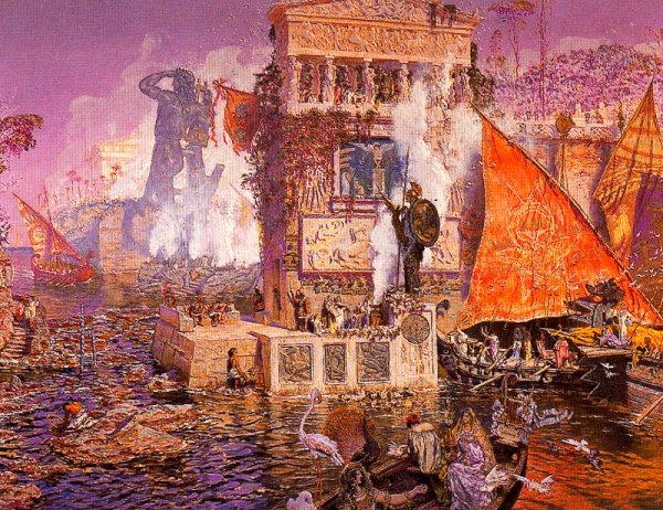 El Coloso de Rodas by Antonio Munoz Degrain - Hand-Painted Oil Painting Reproduction