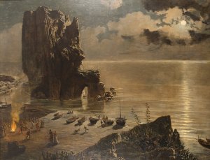 Hoguera en la Playa Oil painting by Antonio Munoz Degrain