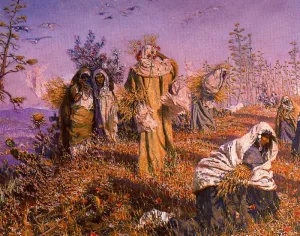 Las Espigadoras de Jerico Oil painting by Antonio Munoz Degrain