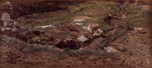 Lavandera. Alrededores de Valencia by Antonio Munoz Degrain Oil Painting