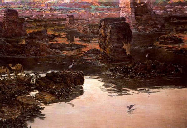 Main Product Photo of Los Estanques de Salomon Painting by Antonio Munoz Degrain