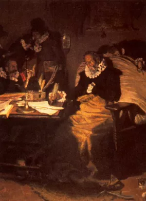 Puesto Ya El Pie En El Estribo Oil painting by Antonio Munoz Degrain