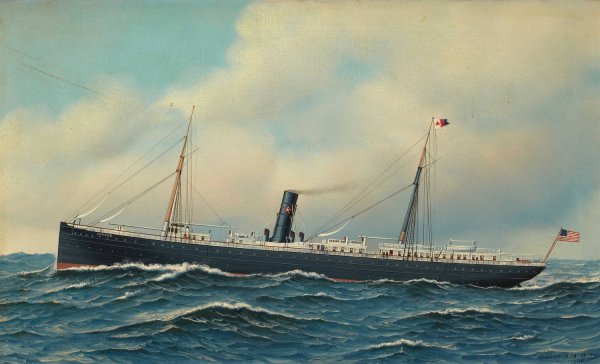 The Steamship Concho  by Antonio Nicolo Gasparo Jacobsen - Hand-Painted Oil Painting Reproduction