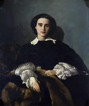 Portrait of Signora Morrocchi by Antonio Puccinelli Oil Painting