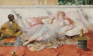 The harem's incense by Antonio Rivas Oil Painting