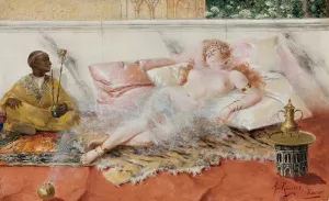 The harem's incense by Antonio Rivas Oil Painting