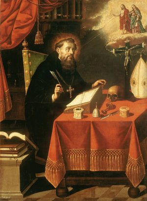 Saint Augustine by Antonio Rodriguez Oil Painting