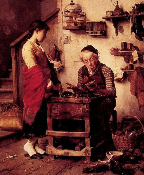 The Cobbler by Antonio Rotta - Hand-Painted Oil Painting Reproduction