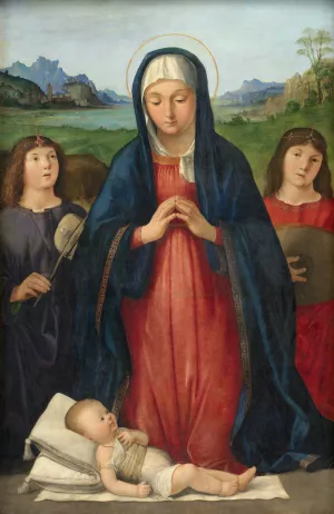 The Christ Child Worshipped by Mary by Antonio Solario Oil Painting