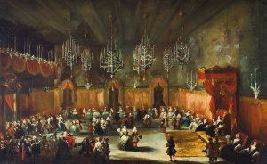 A ball in honour of Anna Maria Luisa de'Medici, Electress Palatine and daughter of the Grand Duke Cosimo III of Tuscany by Antonio Stom Oil Painting