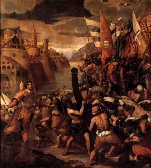 Conquest of Tyre by Antonio Vassilacchi - Oil Painting Reproduction