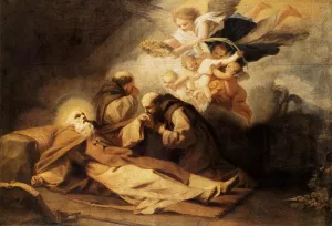 The Death of St Anthony the Hermit painting by Antonio Viladomat y Manalt