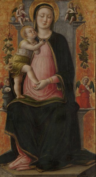 Virgin and Child Enthroned  by Antonio Vivarini - Hand-Painted Oil Painting Reproduction