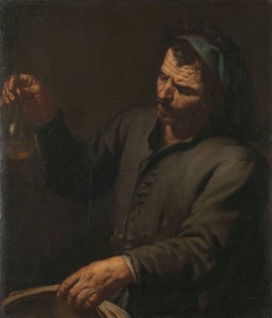 Man with Urine Bottle in his Hand by Antonio Zanchi Oil Painting
