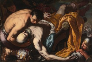 The Death of King Josiah by Antonio Zanchi Oil Painting