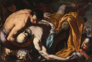 The Death of King Josiah by Antonio Zanchi Oil Painting