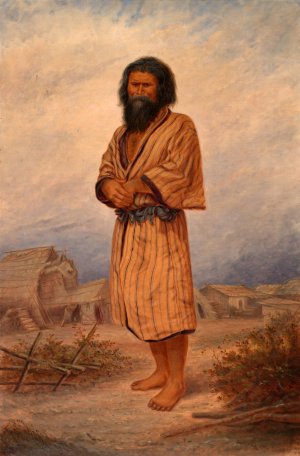 Aino Man by Antonio Zeno Shindler Oil Painting