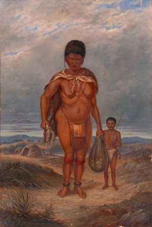 Hottentot Woman and Children by Antonio Zeno Shindler Oil Painting