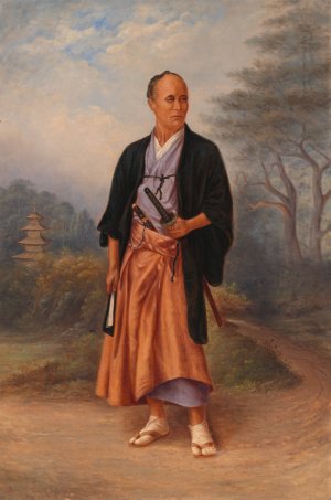 Japanese Man by Antonio Zeno Shindler Oil Painting