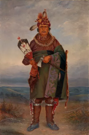Sac and Fox Indian Oil painting by Antonio Zeno Shindler