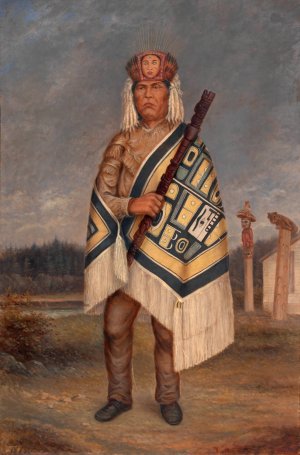Tlinkit Indian by Antonio Zeno Shindler Oil Painting