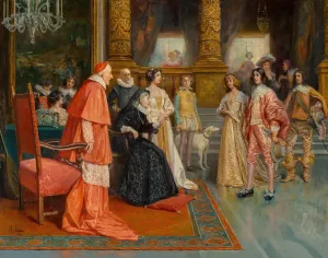 Meeting of William II of Orange and Mary Stuart, Princess Royal with Marie de Medici by Antonio Zoppi Oil Painting