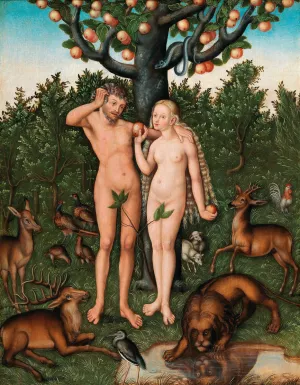 Adam and Eve and the Tree of Knowledge by Antonius Heusler Oil Painting