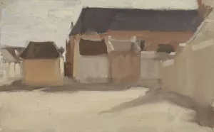 Studie van een dorpspleintje met gebouwen by Antoon Derkinderen Oil Painting