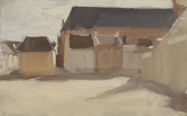 Studie van een dorpspleintje met gebouwen  by Antoon Derkinderen - Hand-Painted Oil Painting Reproduction