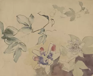 Studieblad met passiebloemen by Antoon Derkinderen Oil Painting