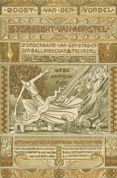 Titelpagina ontwerp voor; Joost van den Vondel, Gysbreght van Aemstel,after Tresling and Comp  by Antoon Derkinderen - Hand-Painted Oil Painting Reproduction