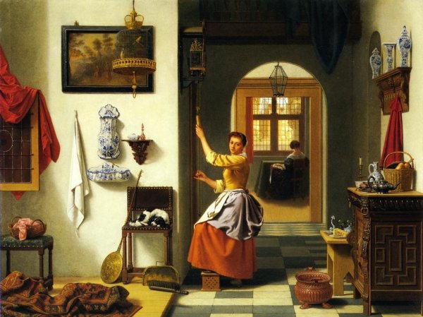 Main Product Photo of Winding the Clock Painting by Antoon Francois Heyligers